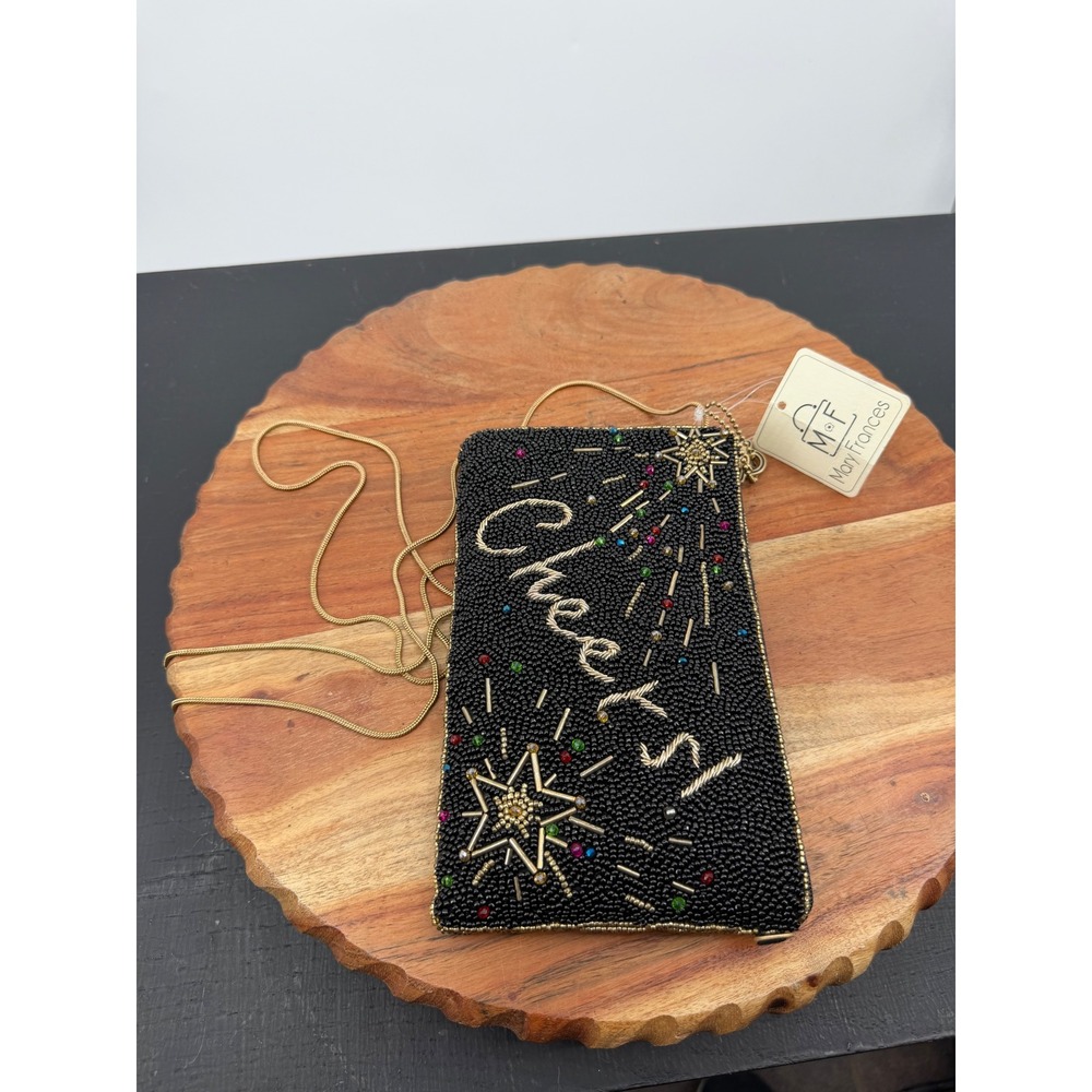 Mary Frances Toasted Crossbody Bag Women OS Black Beaded Cheers Fireworks CPGP